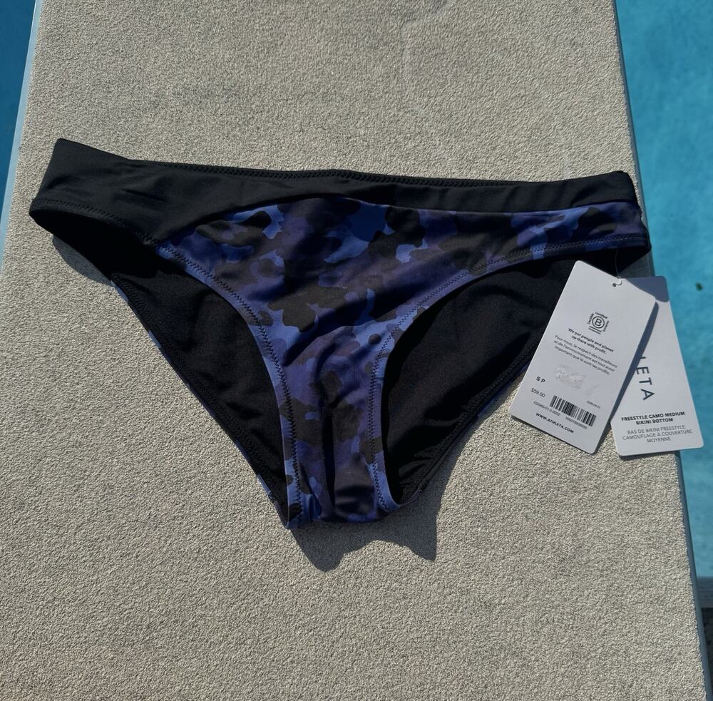 Athleta Bikini Full Bottom Women’s Small Blue Camo Freestyle 422965 Swim Suit